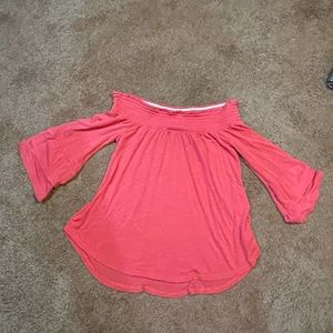 Off shoulder coral blouse